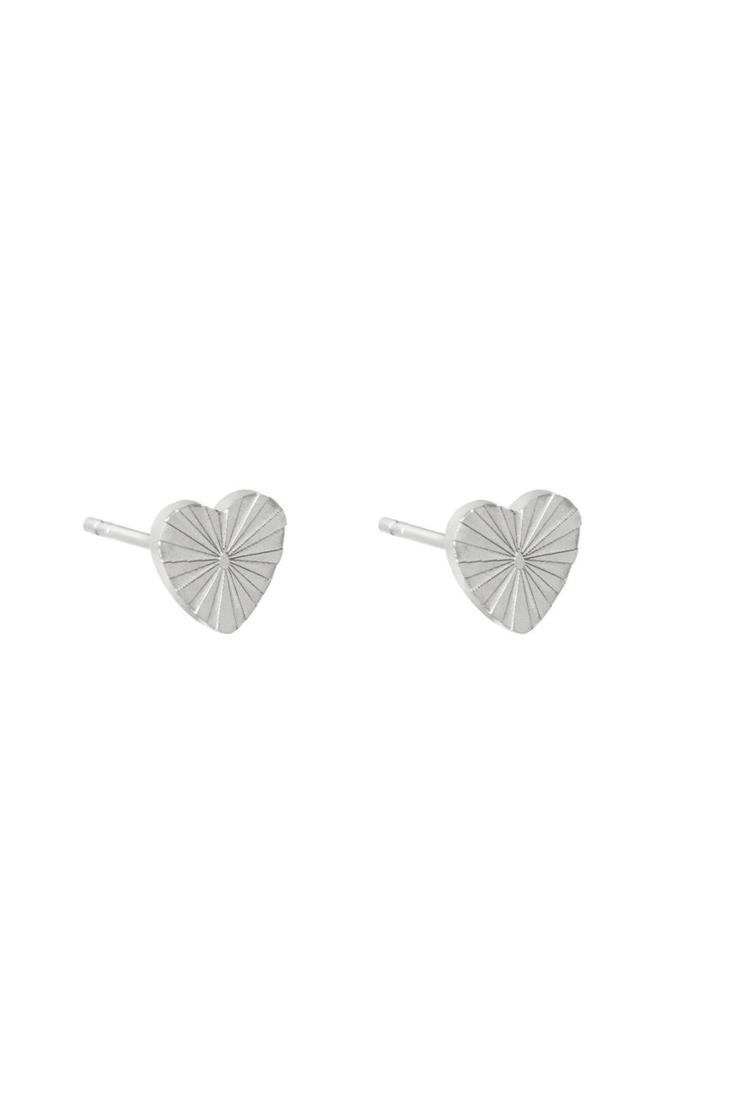 heart button earrings - silver