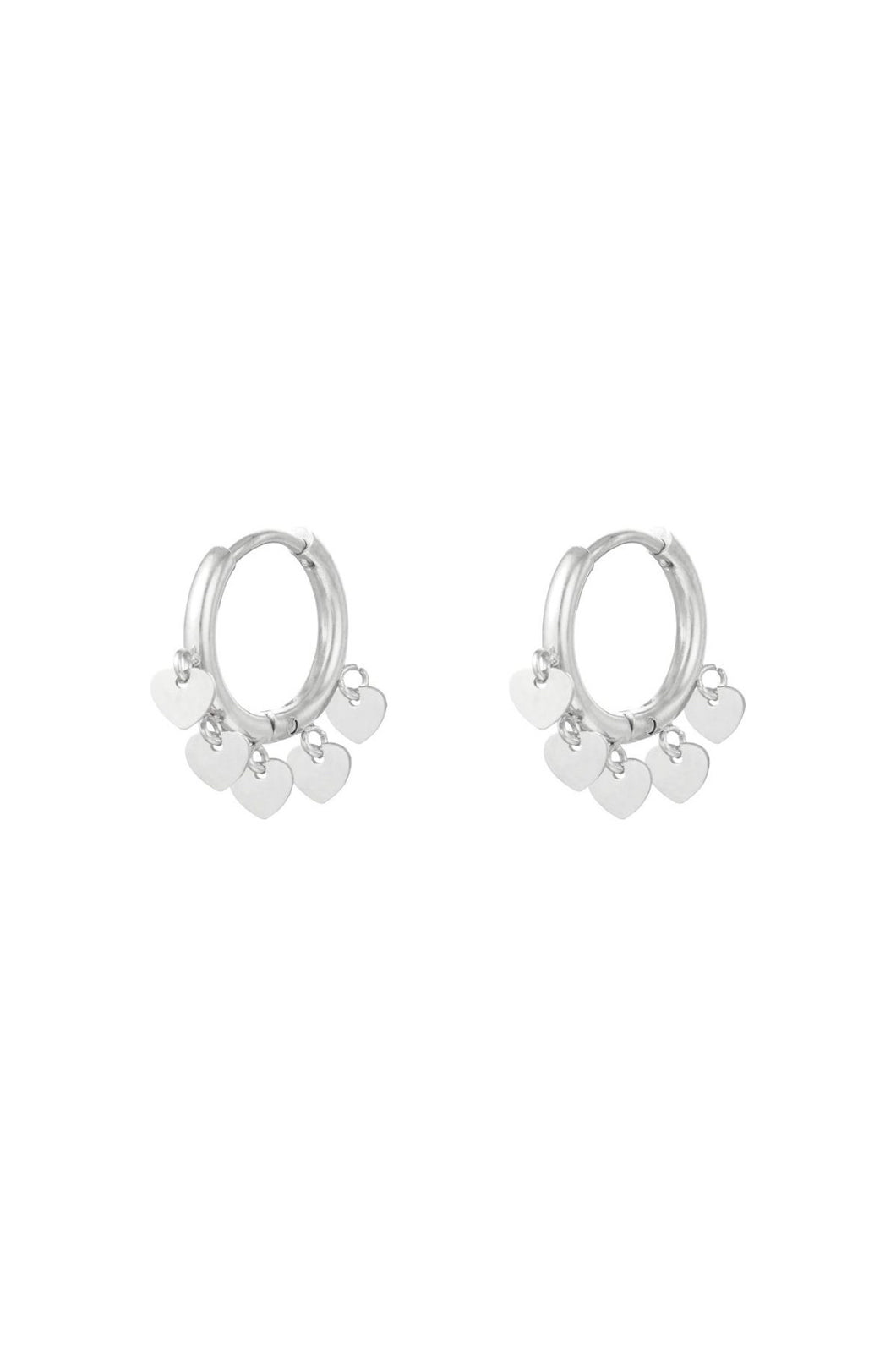 hearts hoop earrings - silver