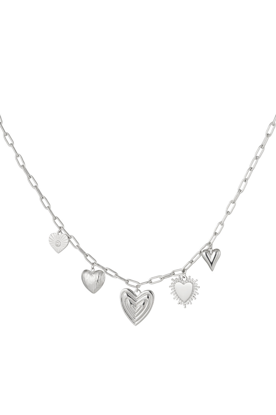 Heart beads necklace - silver