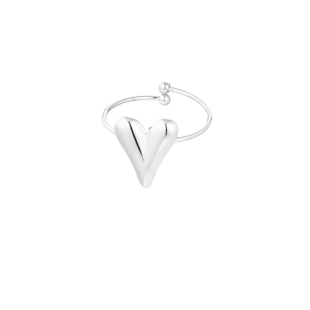 Aesthetic heart ring - silver