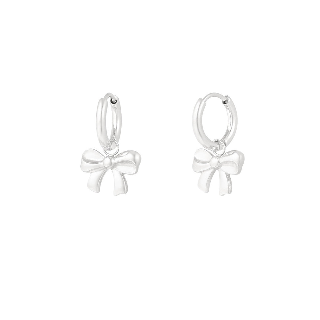 Bow earrings - silver