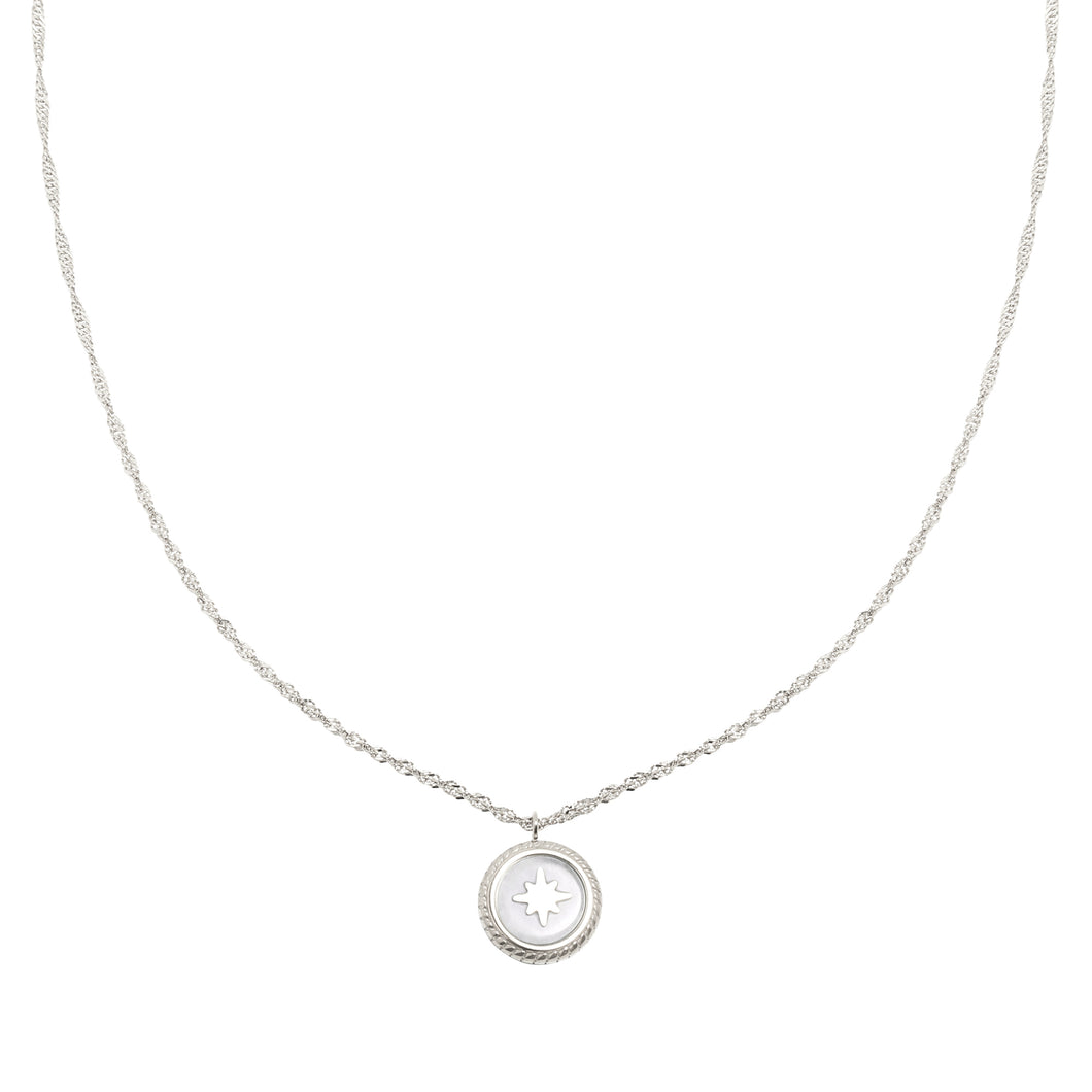 circle star necklace - silver