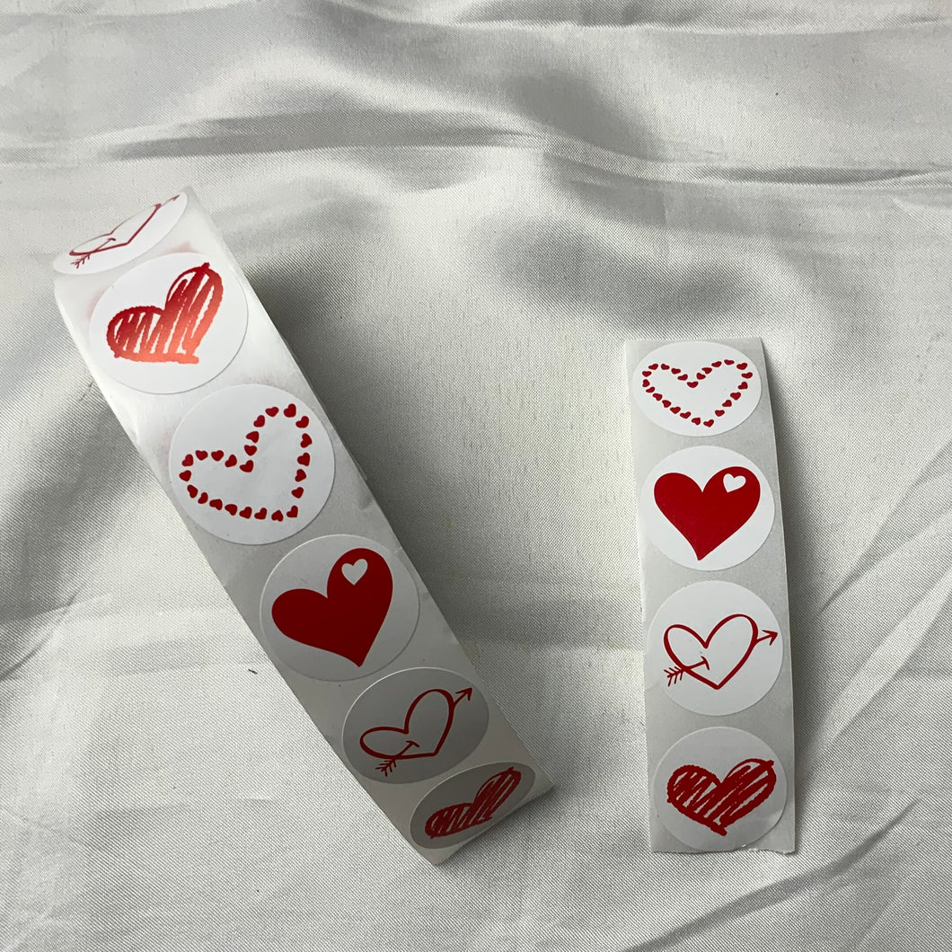 White / red  hearts - stickers