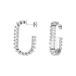 Sparkle loop oorbellen - zilver