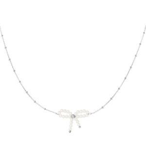 Pearl bow ketting - zilver